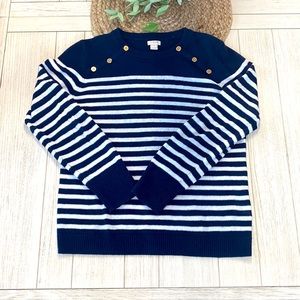 J. Crew linen Navy and white sweater size medium